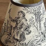 3 abats-jours en toile de Jouy grise et beige