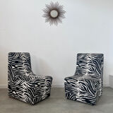 Lot 2 armchairs heating vintage zebra / design 70s
