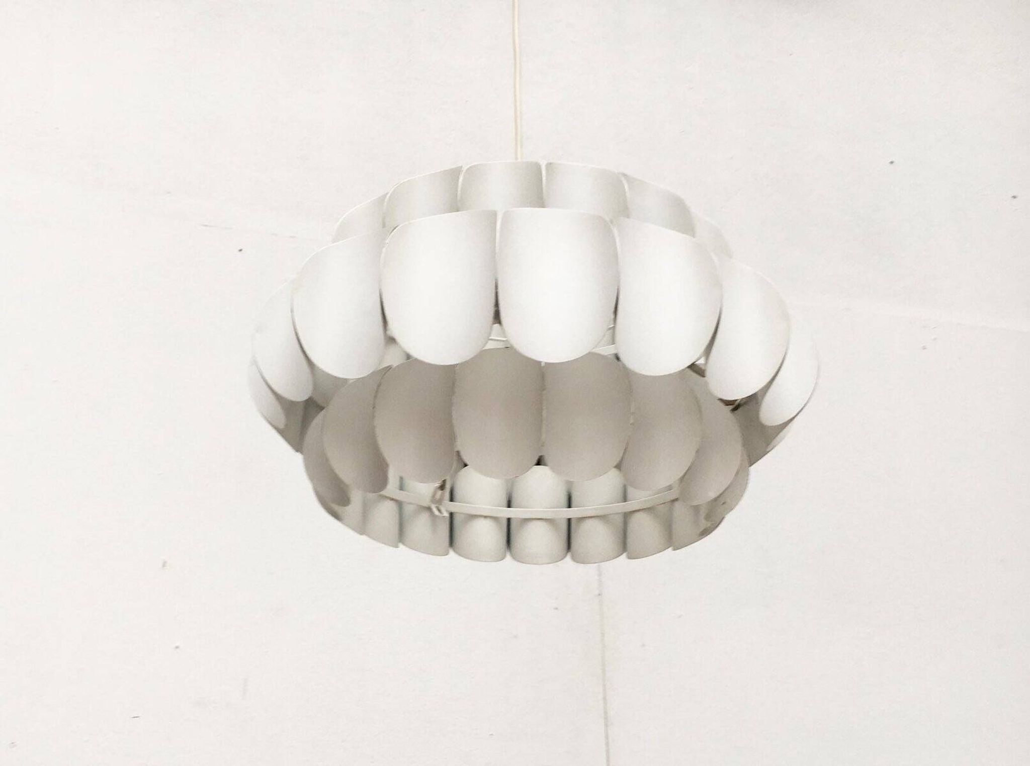 Mid-century white metal Swiss suspension by H. Zender for Temde.
