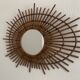 Vintage 1960s rattan sun mirror spiral - 80 x 62 cm