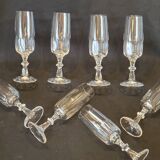 8 flûtes champagne en cristal taillé côtes plates