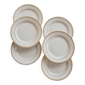 6 vintage dessert plates porcelain Lunéville - Gold trim