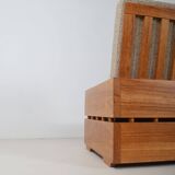 Set of Brutalist armchairs in solid wood, 1970s