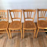 Set of 4 bistro chairs in beech wood 50s