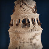 Crochet and wood chandelier