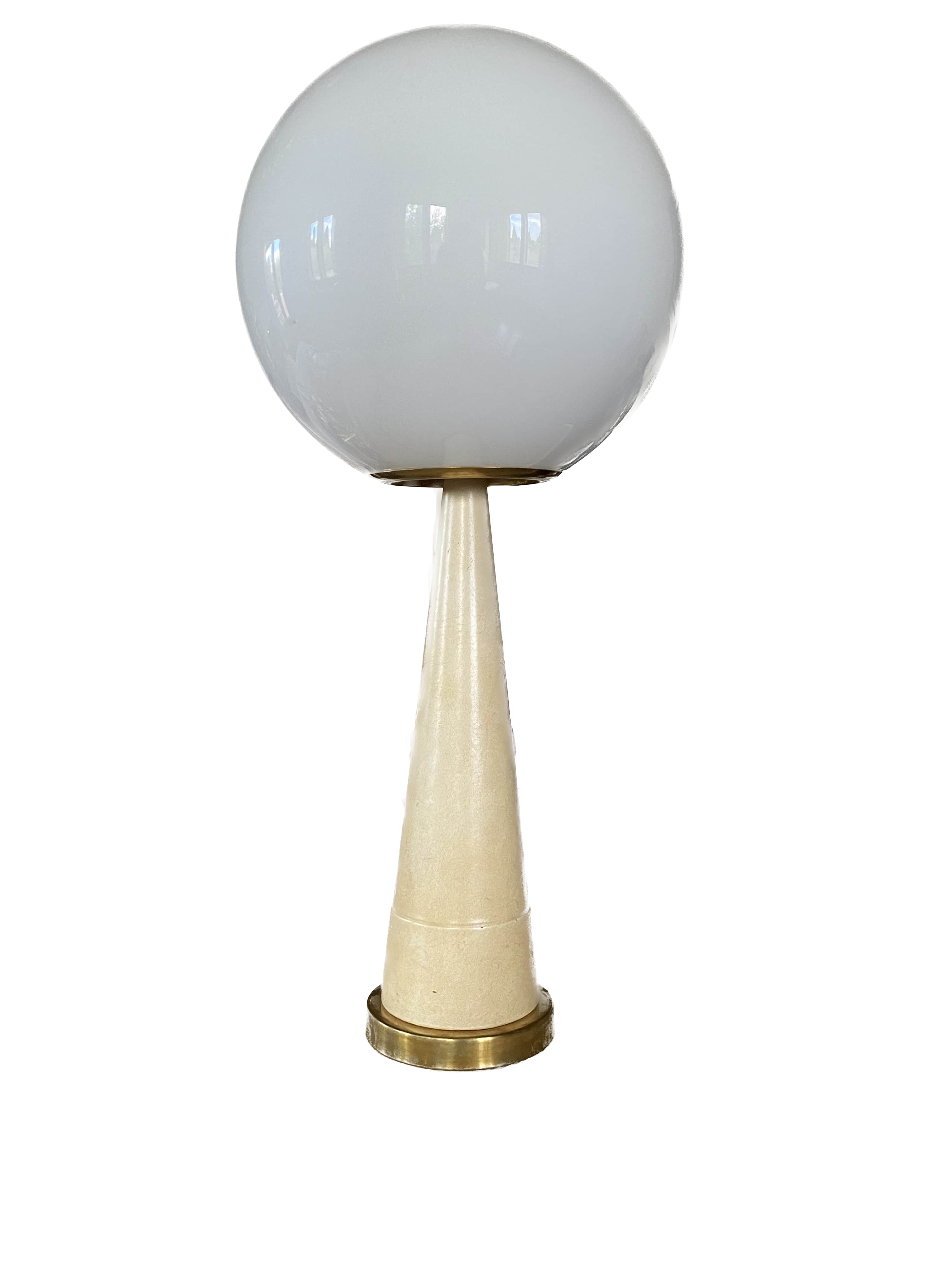 Conic parchment and brass table lamp, France 1960