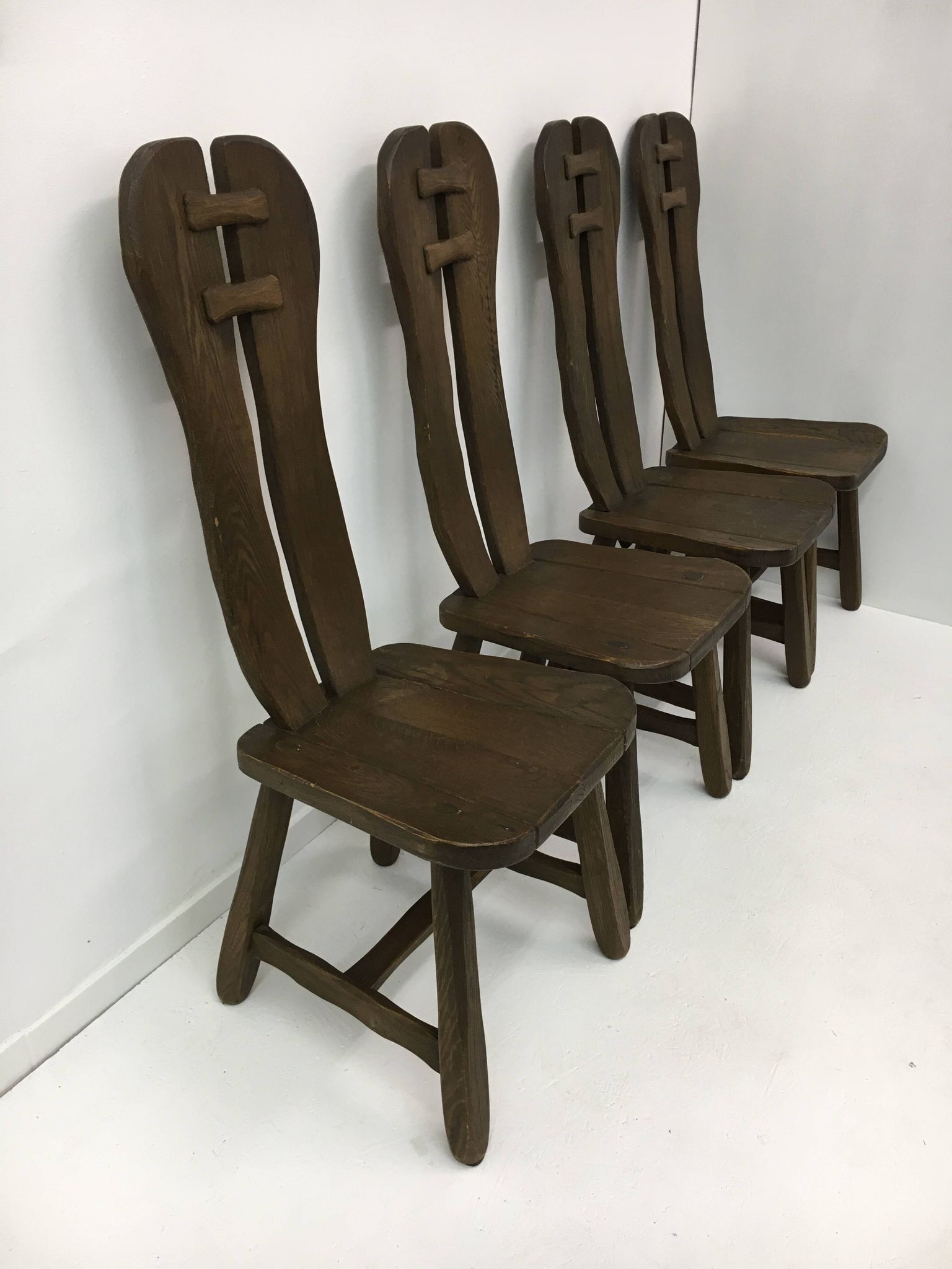 Set of 4 Belgian Brutalist Dining Chairs from De Puydt, 1970’s