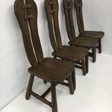 Set of 4 Belgian Brutalist Dining Chairs from De Puydt, 1970’s