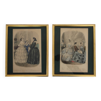 Set of 2 19th century fashion prints - Magasin Des Demoiselles