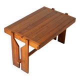 Unique brutalist dining table from former Czechoslovakia, 1970s pine wood 1