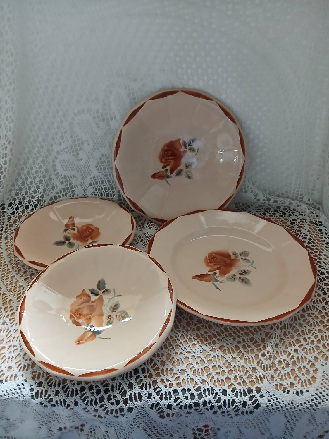 4 old dishes from Digoin and Sarreguemines