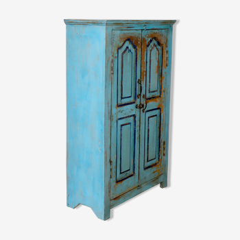 Burmese teak cabinet with original blue patina