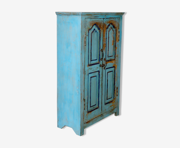 Burmese teak cabinet with original blue patina