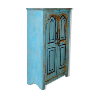 Armoire en teck birman avec patine bleue d'origine