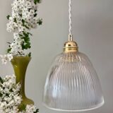 Vintage tulip pendant light in ribbed glass