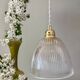 Vintage tulip pendant light in ribbed glass