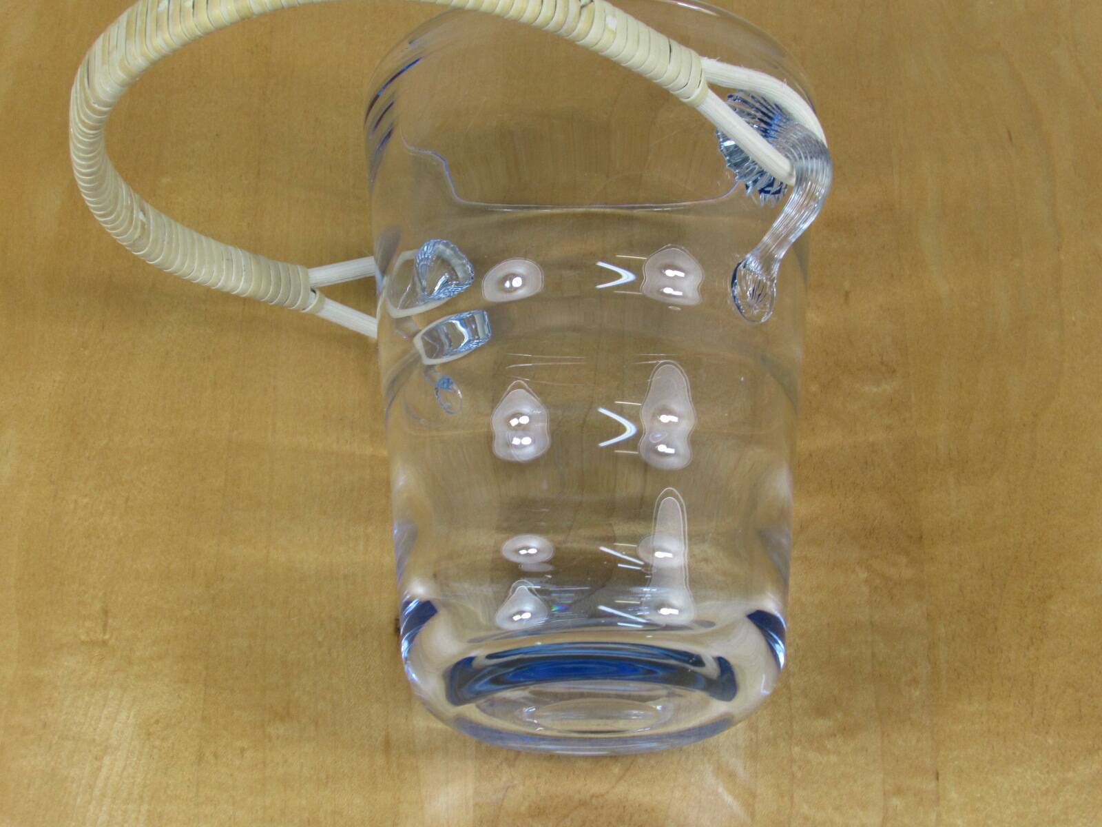 Seau à glace - Rotin et verre ondulé - Années 60