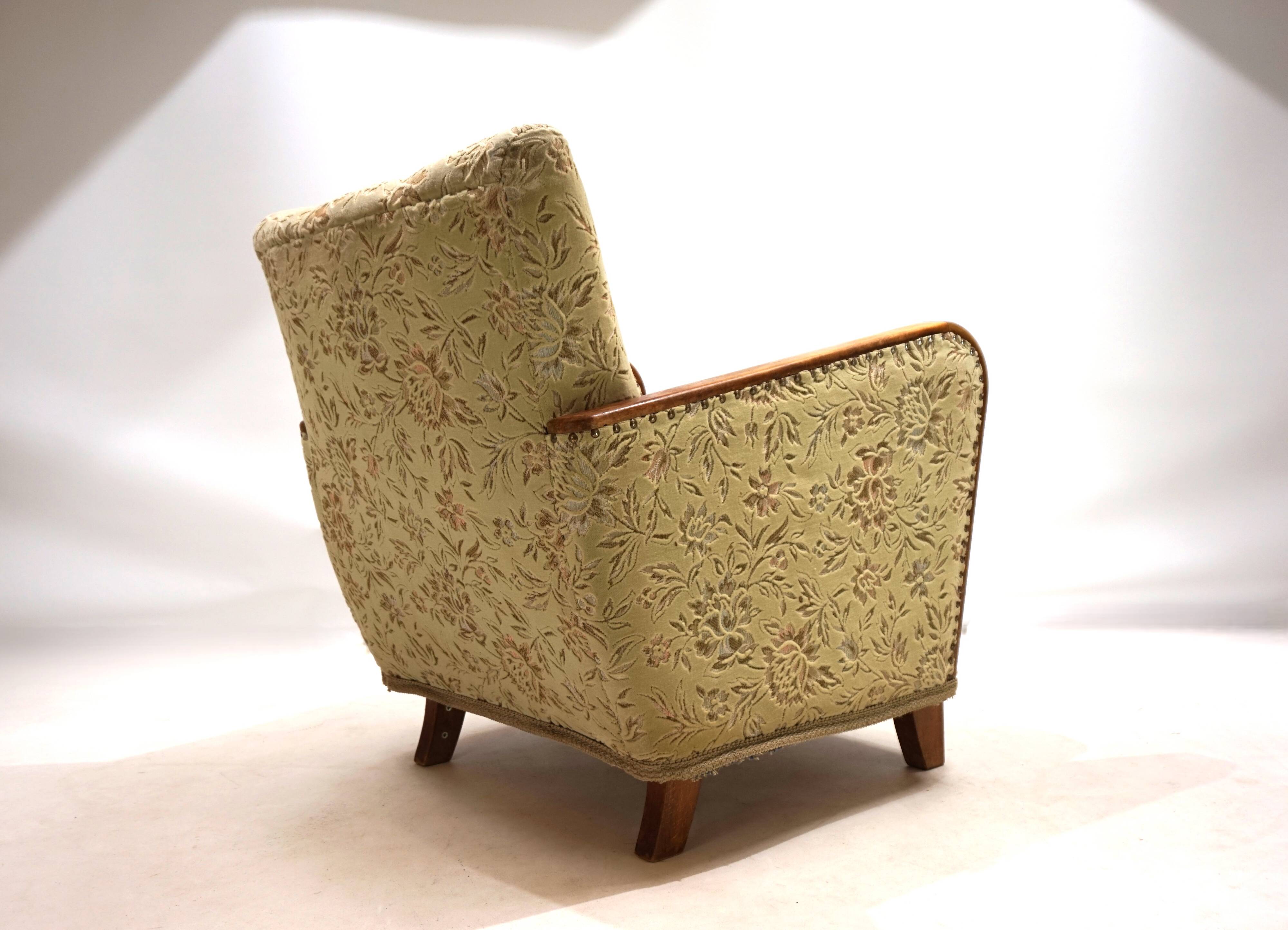 Fauteuil de salon Art Déco en jacquard de velours, 1930