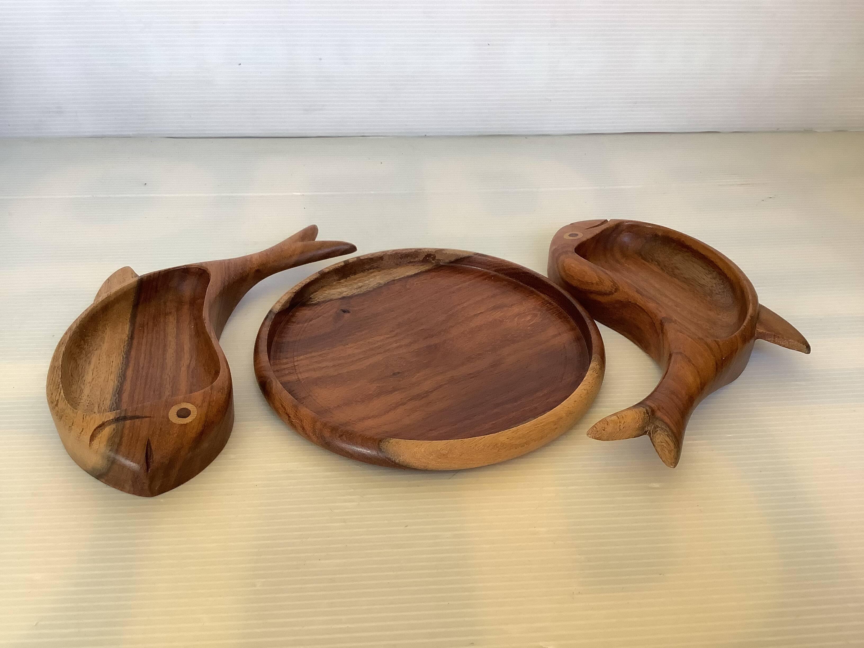 Trio de coupelles poissons en bois