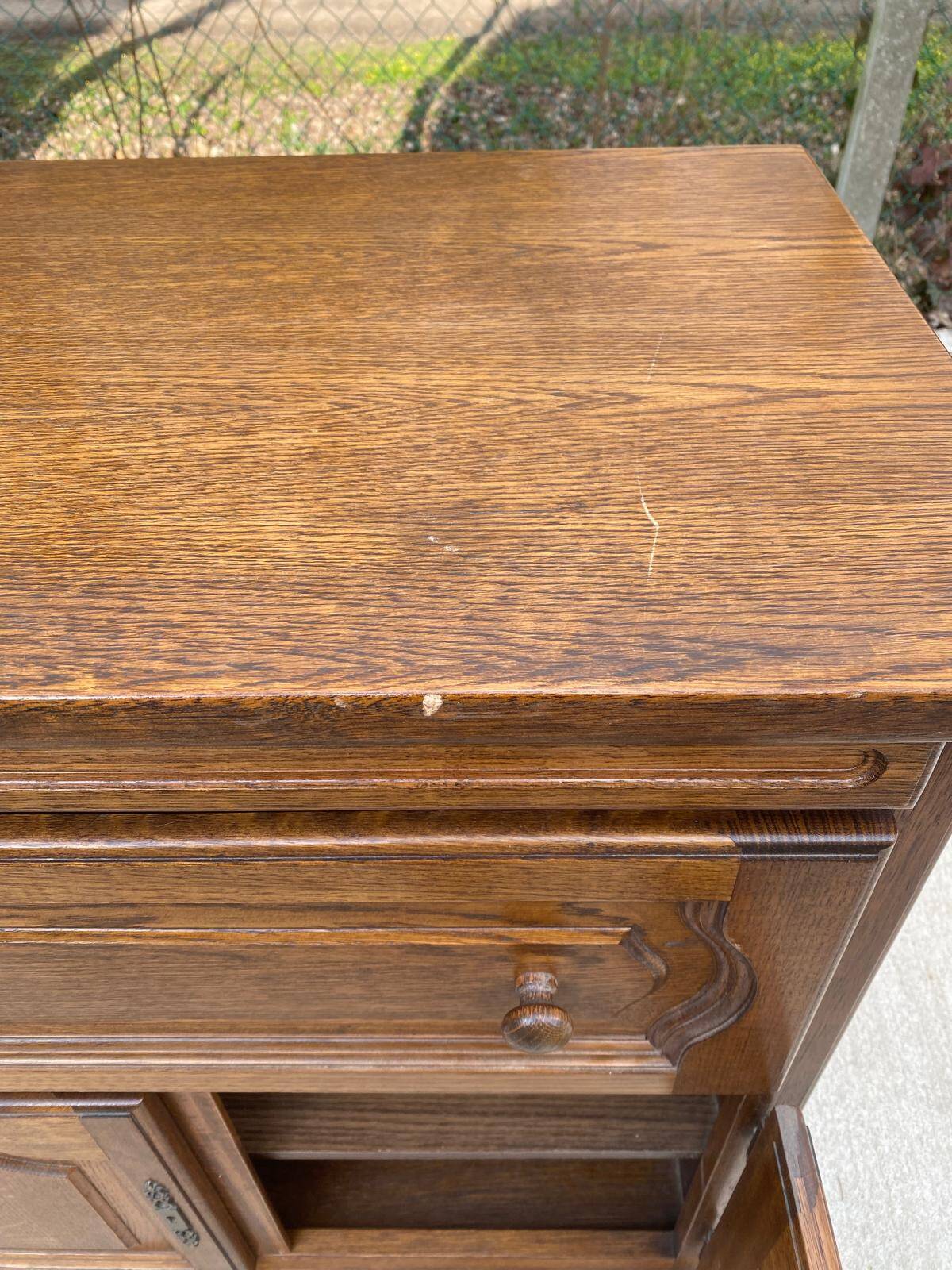 English sideboard with 2 doors, solid wood, medium satin oak