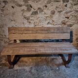 Vintage garden bench – oak and cast iron – from the 1960s