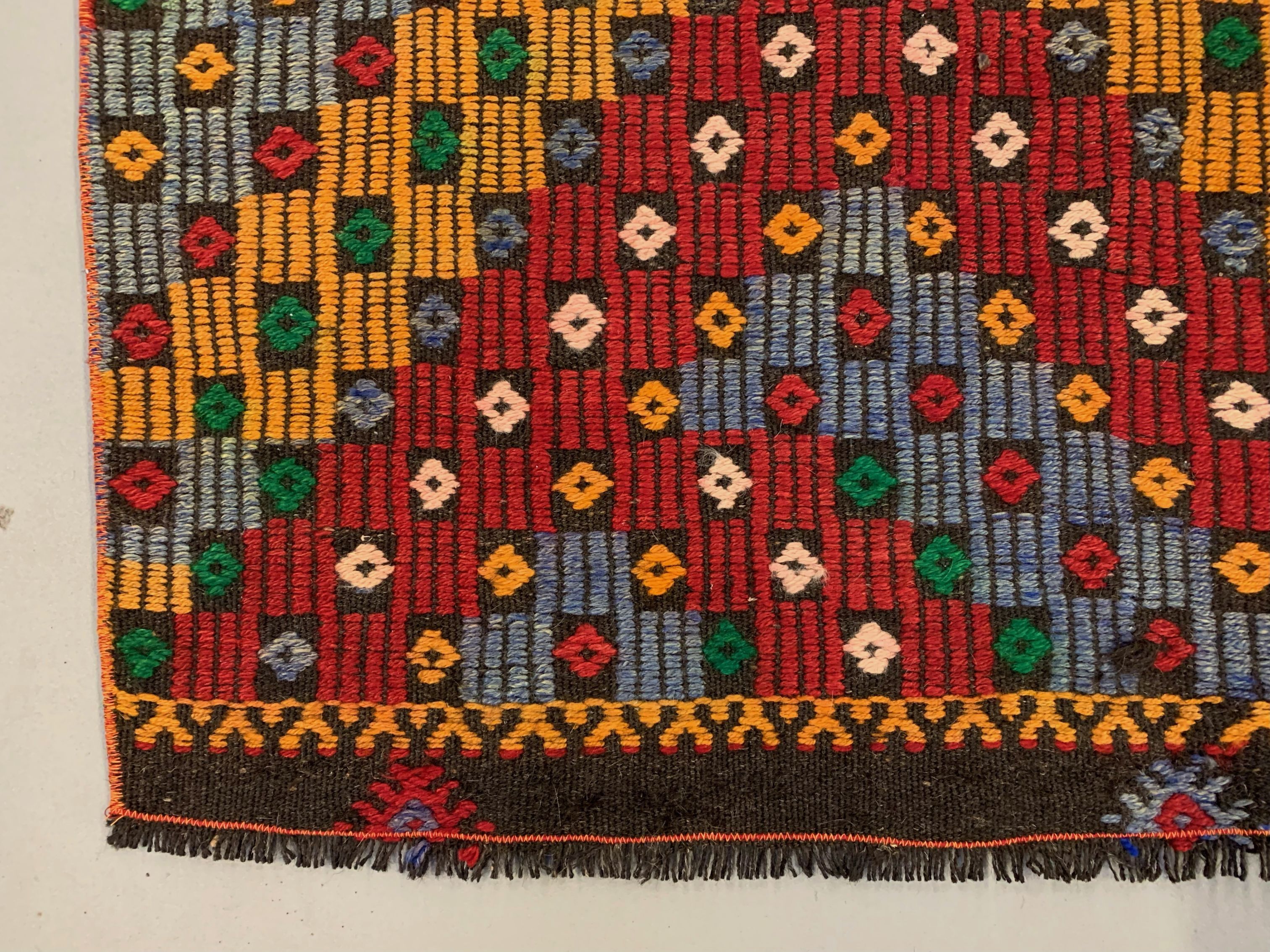 Large Vintage Turkish Kilim Rug 376x172 cm Wool Jajim Kelim