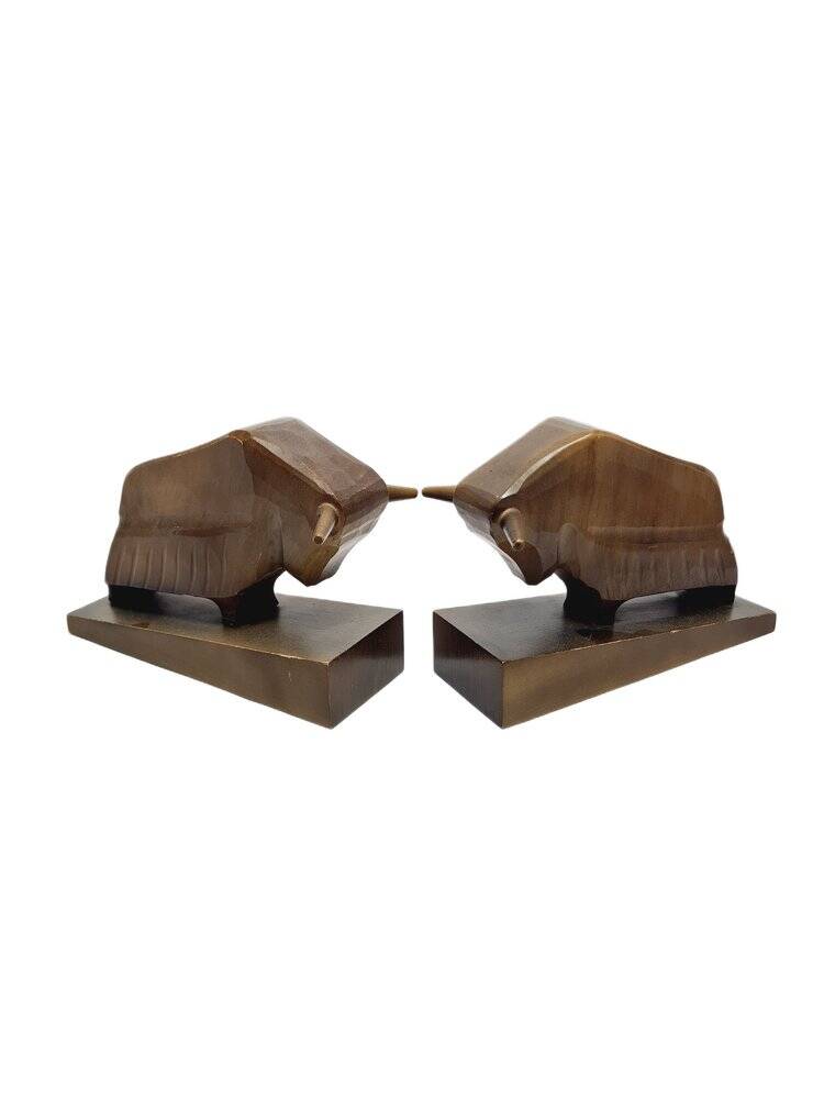 Vintage figurative wooden bookends, 1950s, set of 2
