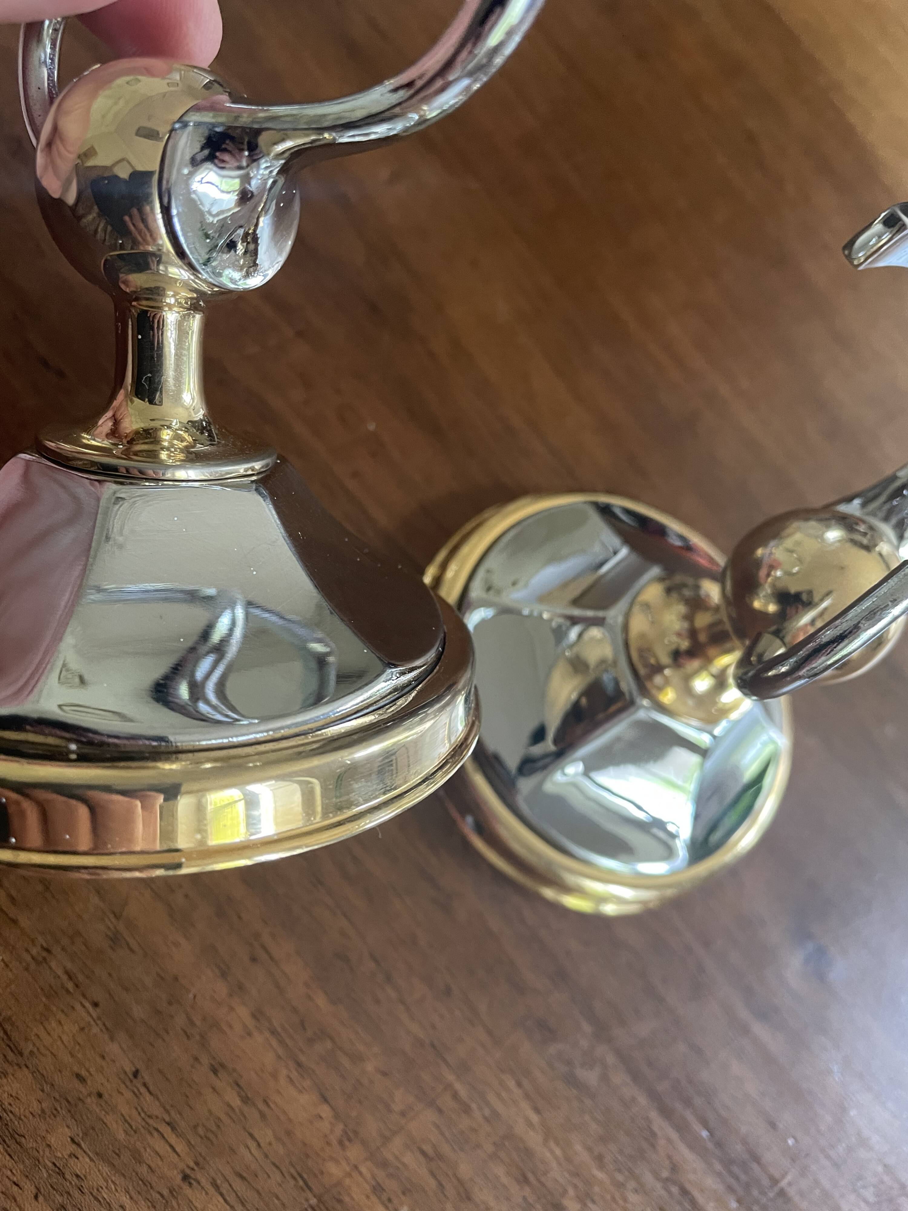 Chrome and gold metal coat rack