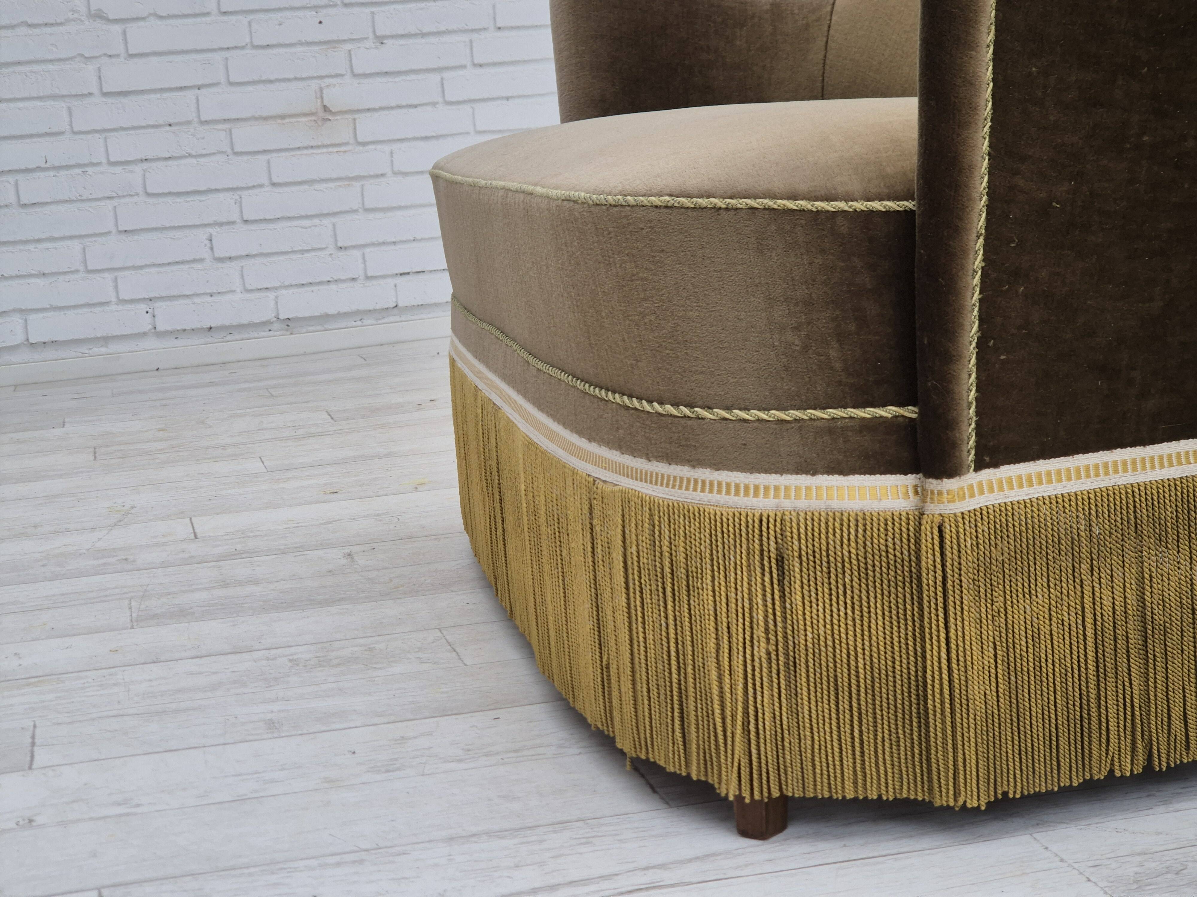 1960s, Danish 2-seater sofa, green furniture velour, original condition.