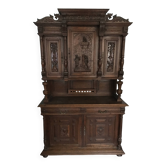 Buffet deux corps Henri II noyer massif
