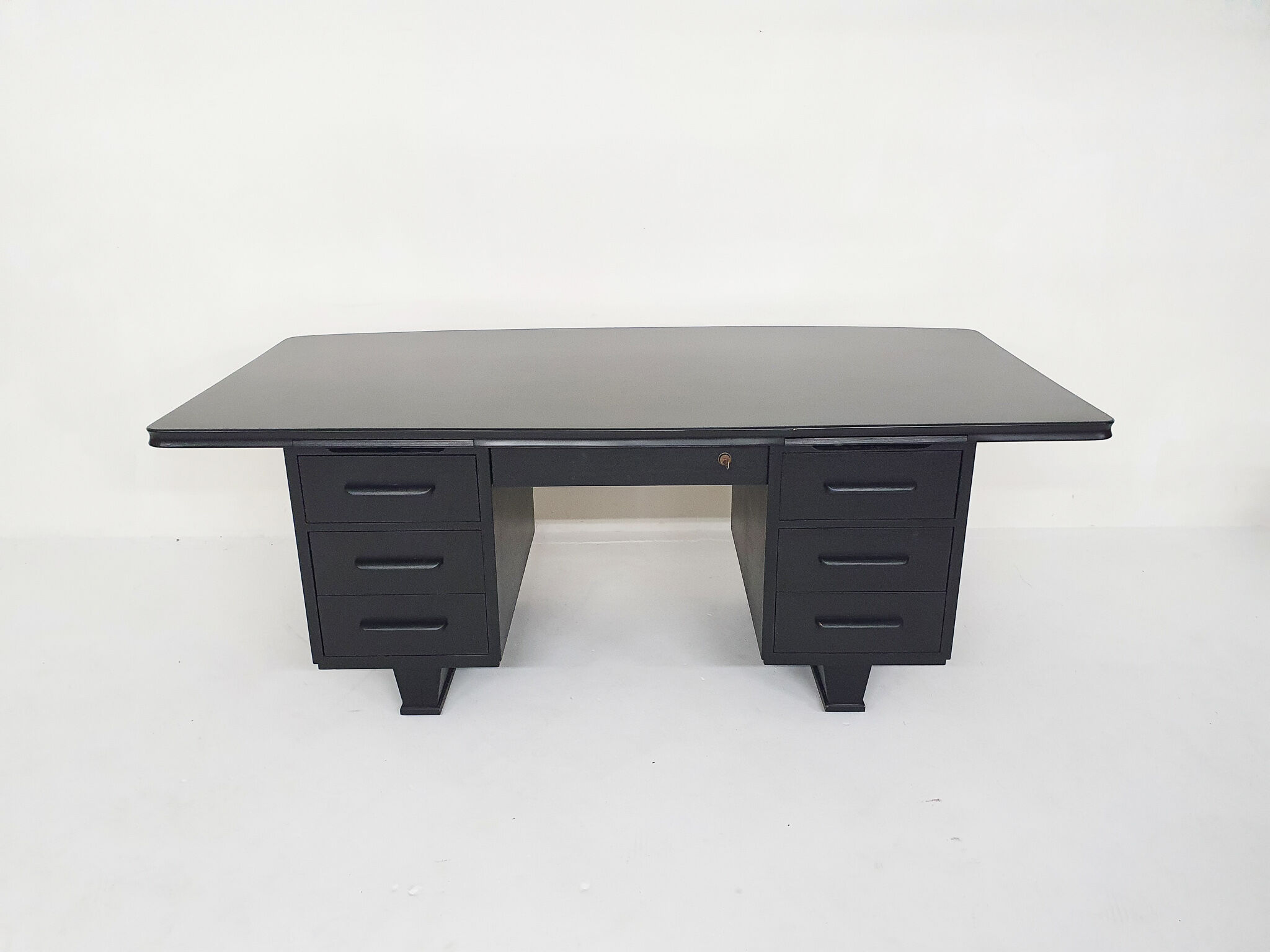 Black wooden executive desk, 1960's