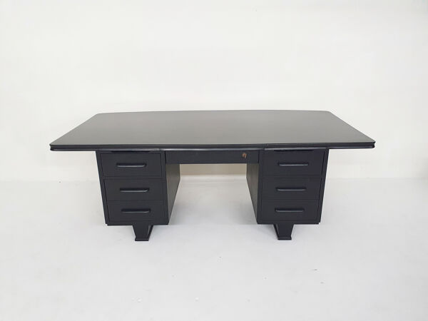 Bureau exécutif en bois noir, années 1960