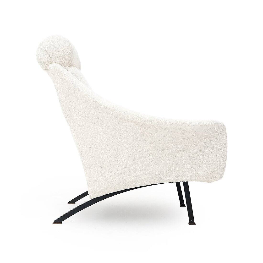 Pair of white boucle armchairs, 1950s, set of 2