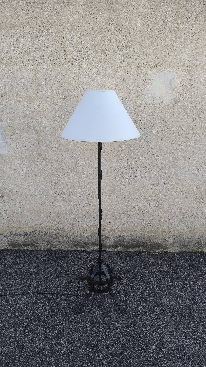 Brutalist wrought iron floor lamp