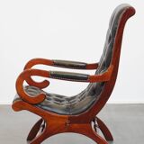 Green Cowhide Leather English Chesterfield Armchair