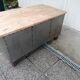 Antique workshop workbench, vintage, metal and wood