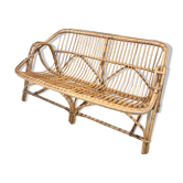 Vintage rattan bench sofa