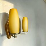 Mid Century Modern double opaline glass wall sconce