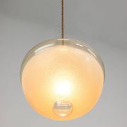 Mid-century Italian Brass and Glass Pendant Lamps, set of 2