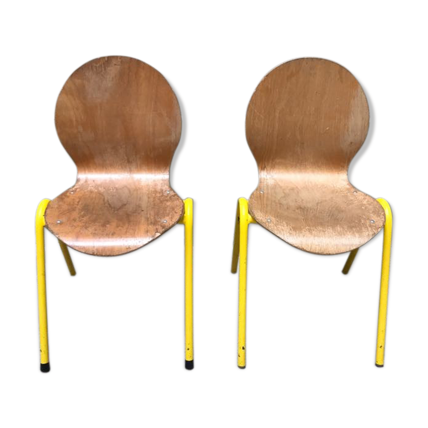 Set of 2 wooden chairs and yellow structure