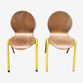 Set of 2 wooden chairs and yellow structure