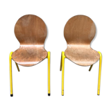 Set of 2 wooden chairs and yellow structure