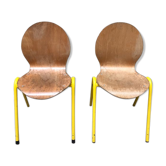 Set of 2 wooden chairs and yellow structure