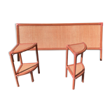 Headboard set and two rattan bedsides