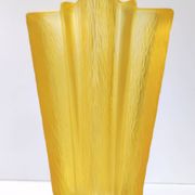 Art deco star shaped yellow glass vase attributed to pierre d'avesn for daum