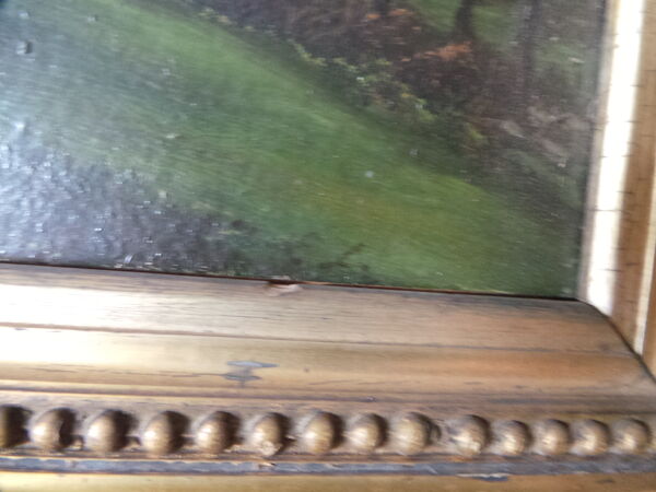 Paysage huile sur panneau signature monogramme