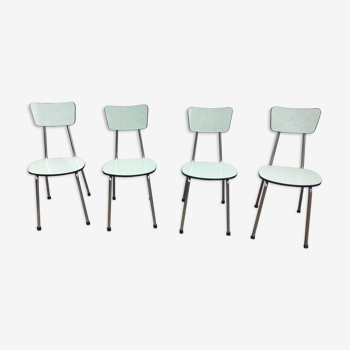 4 green formica chairs