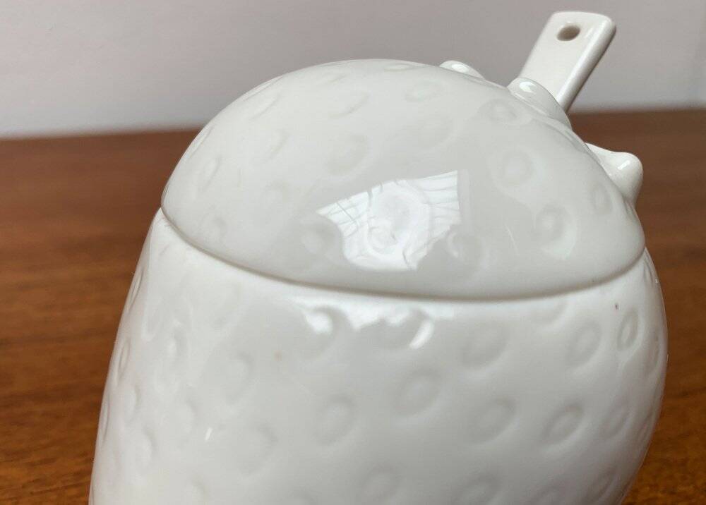 Vintage German porcelain jam pot with lid and spoon from Krömer Porzellan, 1970s, set of 2.