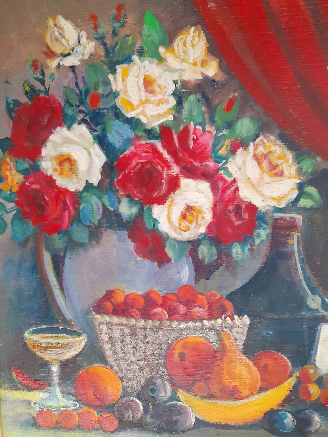 Nature morte, huile sur panneau 1955.