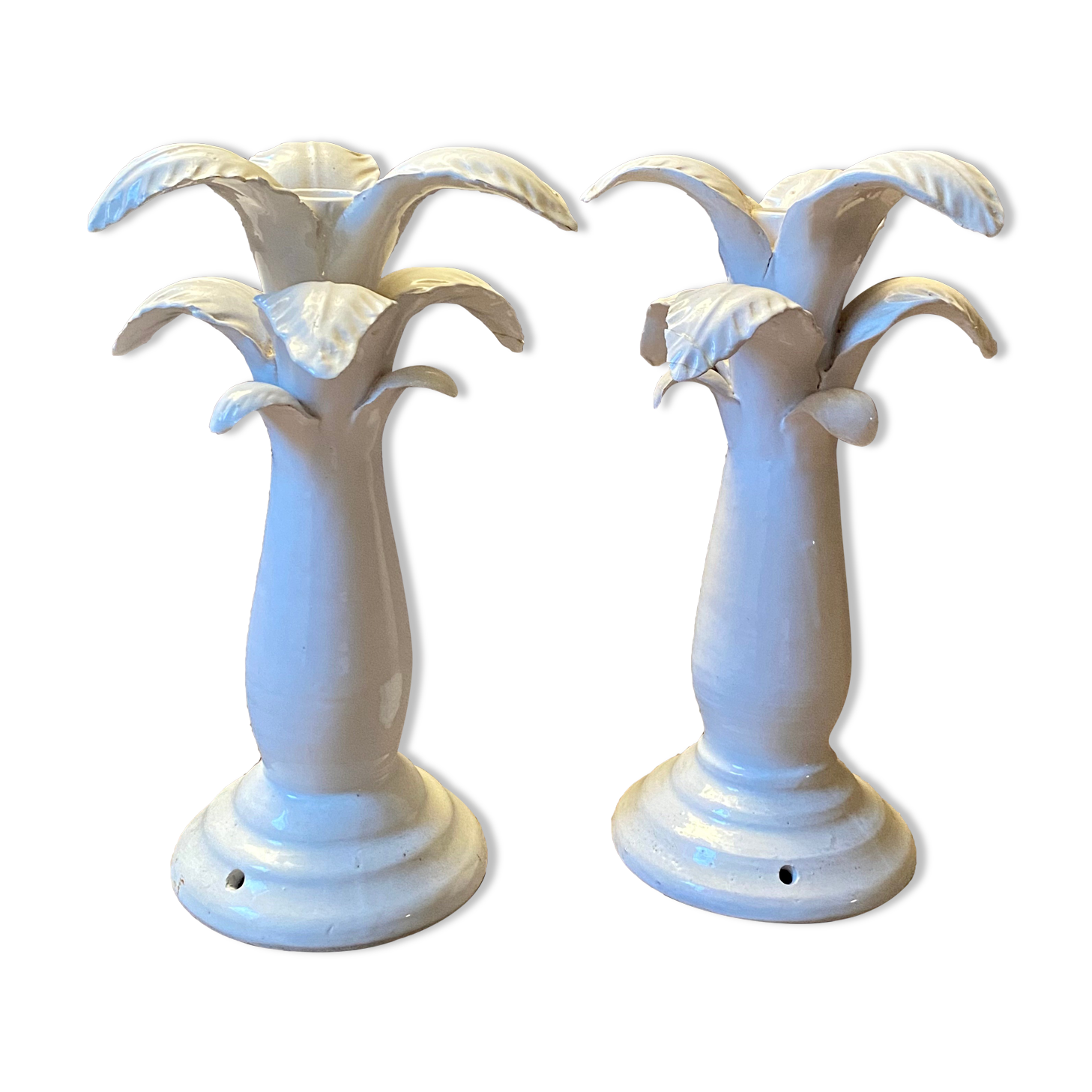 Pair of Jean Roger ceramic palm lamps